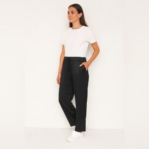 Mara’s Collection Black Satin Pants Size L Luxe Greek Made Relaxed Fit